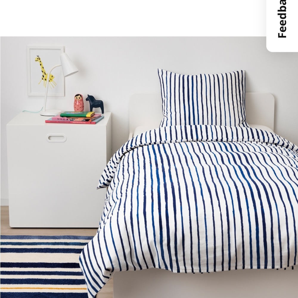 Ikea twin duvet covet pillowcase with extra pillow